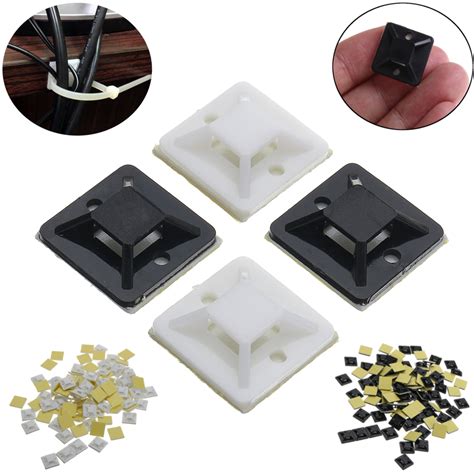 100Pcs/Pack 20x20mm Self-Adhesive Zip Tie Cable Wire Mounts Clamps Wall Holder – Alexnld.com