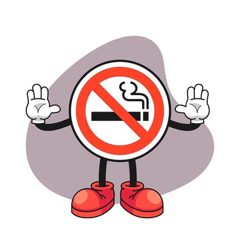 Premium Vector | No smoking sign cartoon character with a stop hand gesture