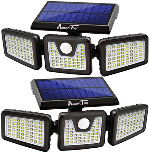 Solar Lights Outdoor, AmeriTop 128 LED Wireless LED Solar Motion Sensor ...