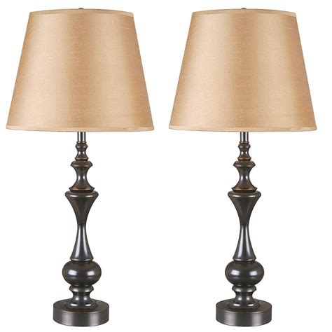 Set 2 Pair Oil Rubbed Bronze Table Lamps Shade Candlestick 27″ Bedroom Lighting – The Clearance ...
