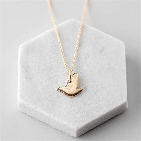 Solid 9ct Gold Dove Pendant By Jenny Grace Jewellery