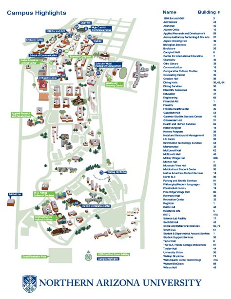 Northern Arizona University Campus Map