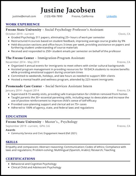 7 Grad School Resume Examples Templates Sample Cv Graduate Student Application