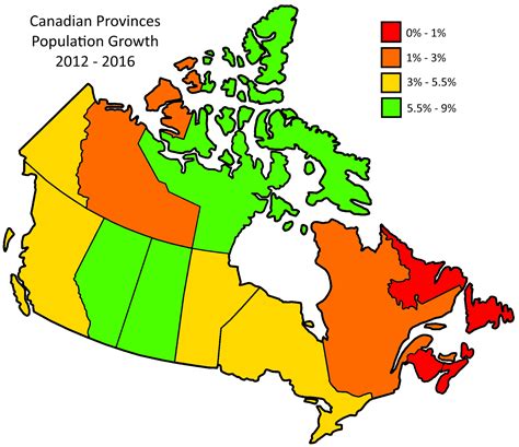 Canadian provinces population growth (2012 - 2016) - Vivid Maps