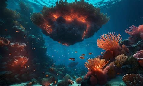 Premium AI Image | Underwater Volcanoes in the Ocean Floor