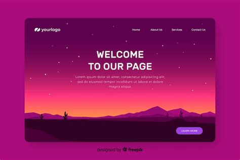 Free Vector | Welcome landing page template with landscape