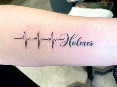 Heartbeat Line Tattoo With Name