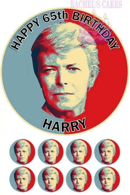 DAVID BOWIE PERSONALISED Edible Icing Birthday Cake Topper And 8 ...