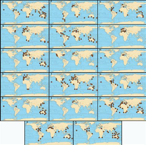 Worldwide distribution of 17 tunicate species considered potential ...