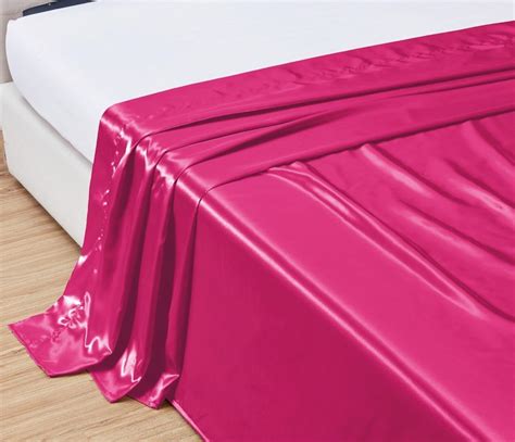 Amazon.com: QUEEN size, Bridal SATIN Solid HOT PINK Flat Bed Sheet - Super Silky & Soft - SALE ...