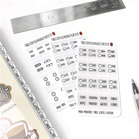 Mini Monthly Tabs 2023 New Colours Hand Drawn Planner Stickers and ...