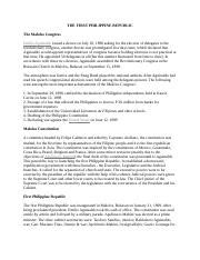 THE FIRST PHILIPPINE REPUBLIC.docx - THE FIRST PHILIPPINE REPUBLIC The ...