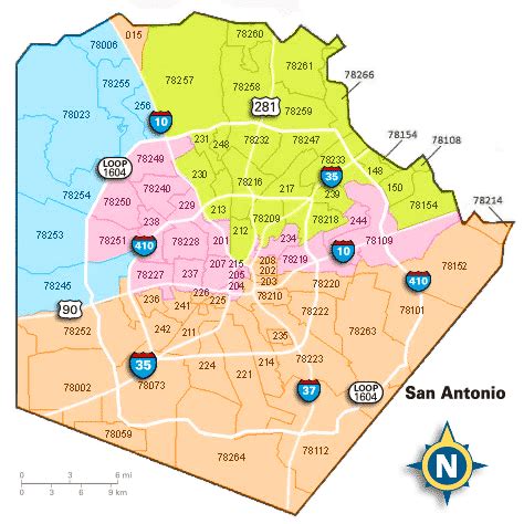 San Antonio Zip Code Map | Mary W Tinsley