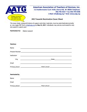 Fillable Online Awards-Form-2014 Fax Email Print - pdfFiller