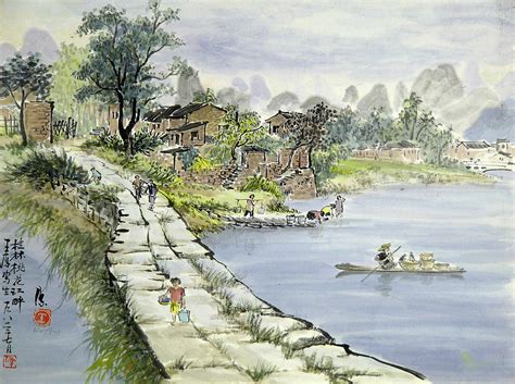 A Chinese Village Painting by Ying Wong - Pixels