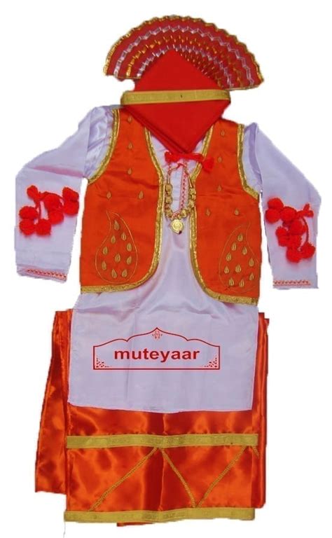 Orange White Bhangra dance Costume / outfit dress - muteyaar.com