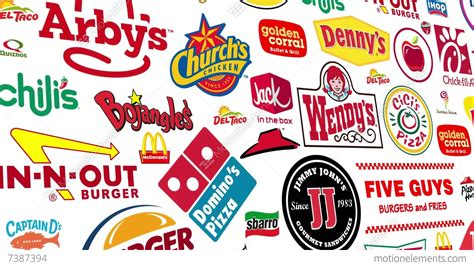 *REVERSE* Food Brands Logo Loop Stock Animation | 7387394