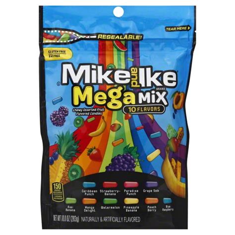 Mike and Ike Mega Mix Fat-Free 10 Flavors Chewy Candies, 10 Oz ...