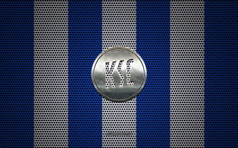 Karlsruher SC logo, German football club, metal emblem, blue and white metal mesh background, HD ...