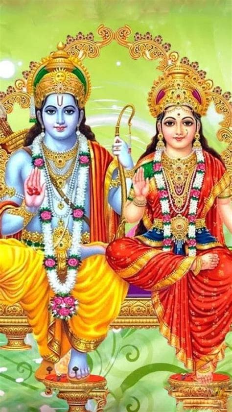 Shri Ram Janki, ram janki in green, lord, god, HD phone wallpaper | Peakpx