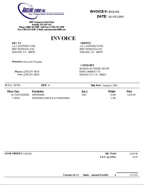 Trucking Invoice Template Spreadsheet Templates for Busines Trucking ...