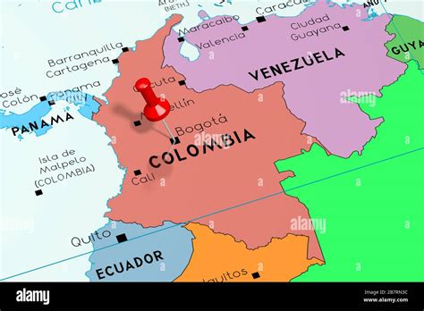 Colombia, Bogota - capital city, pinned on political map Stock Photo ...