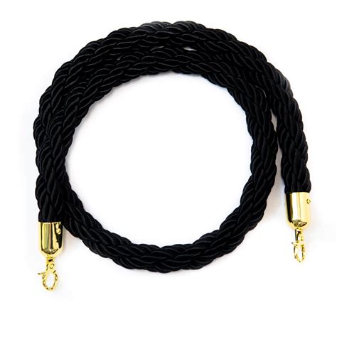 Qstands Black Braided Barrier Rope - Gold Clips