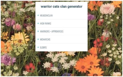 warrior cats clan generator