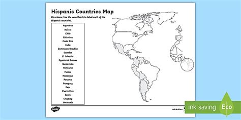 3rd-5th Grade Hispanic Countries Map Activity | Twinkl USA