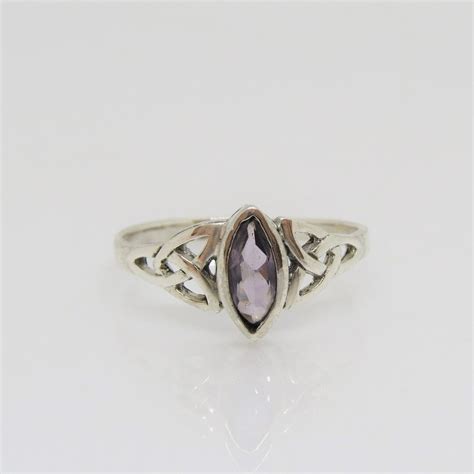 Vintage Celtic Sterling Silver Amethyst Ring Size 8 - Etsy