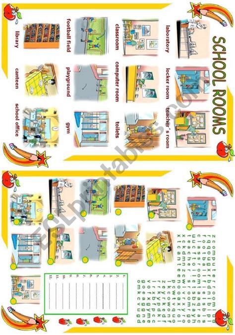 School rooms - ESL worksheet by vanda51