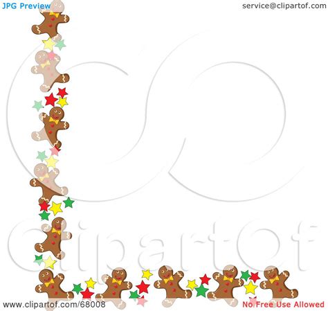 Royalty-Free (RF) Clipart Illustration of a Corner Border Of Happy Gingerbread Men Cookies And ...