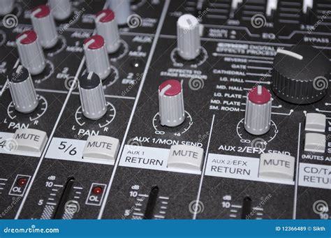 Mixing Console stock image. Image of level, knob, buttons - 12366489