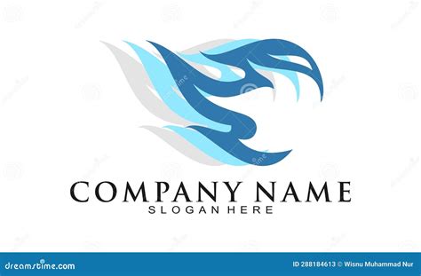 Blue Fire Illustration Logo Design Vector Stock Vector - Illustration ...