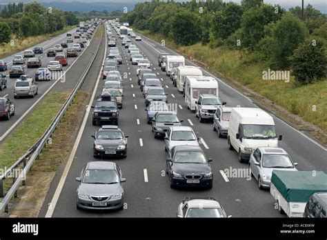 Busy traffic on M5 motorway after torrential rain July 21 2007 Stoke ...