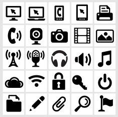 Modern Technology Icons on White Background free image download