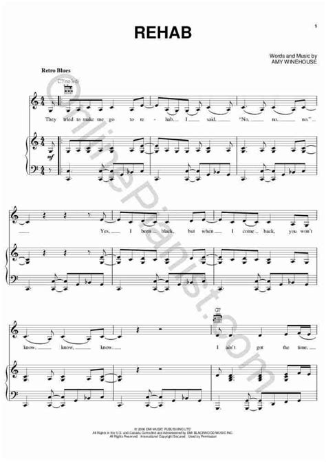 Rehab Piano Sheet Music | OnlinePianist