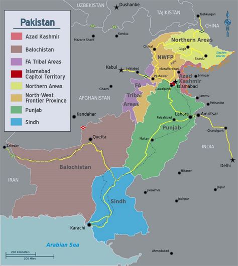 Detailed regions map of Pakistan | Pakistan | Asia | Mapsland | Maps of ...