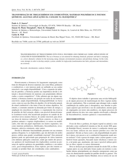 (PDF) Transformation of triglycerides into fuels, polymers and chemicals: Some applications of ...