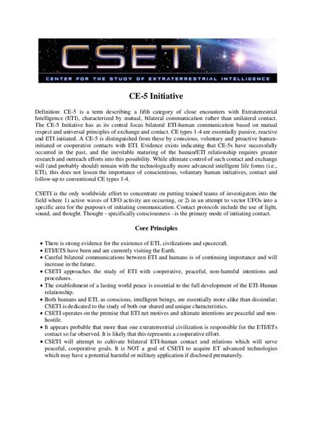 Steven Greer - CE5-CSETI - 15. The CE-5 Initiative - Summary