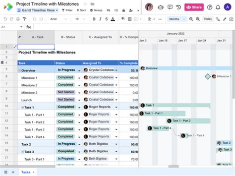 Project Milestones Template | Spreadsheet.com Template