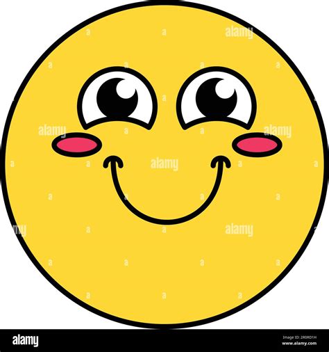 Shy, blushing emoji vector illustration. Humble happy emoticon, yellow ...