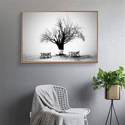 Black And White Tree Print (Framed Canvas) - Free Shipping