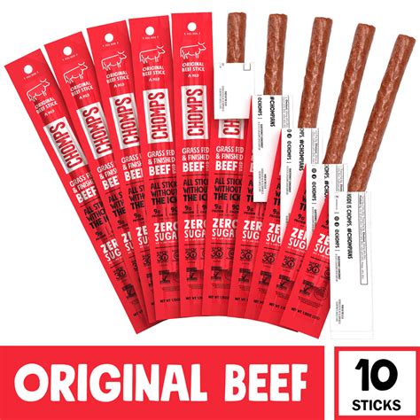 Chomps Beef Jerky Sticks, Original Beef, Keto Snack, Meat Sticks, Paleo ...