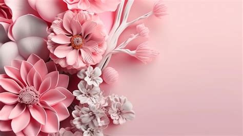 Premium AI Image | Pink paper flowers on a pink background