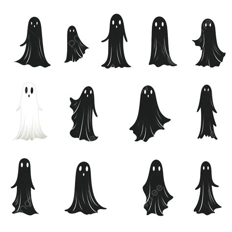 A Set Of Halloween Ghost Silhouettes A Collection Of Ghost Doodles ...