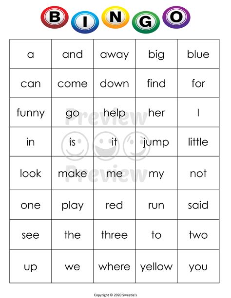 Sight Words Bingo PreK | Made By Teachers