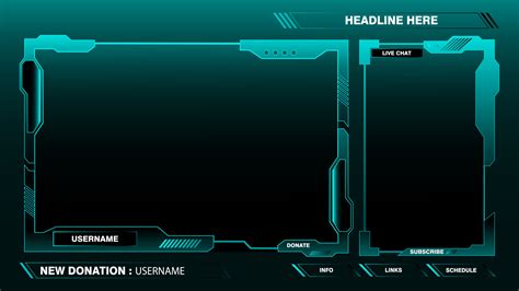 Game live stream interface overlay frames for gamer broadcast. Online ...