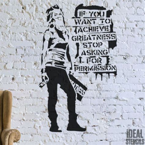 Banksy Stencil 'Achieve Greatness...' Spraypaint Girl Wall Painting ...