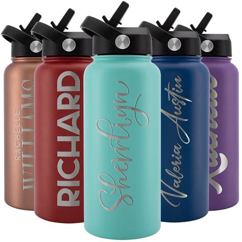 Personalized Water Bottle w/Straw Lid, 32 oz | Custom Stainless Steel ...